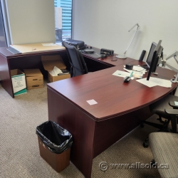 Mahogany U/C Suite Bow Front Desk w/ Credenza and Overhead